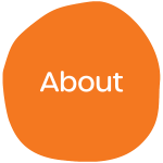 Orange blob with white text reading "About"